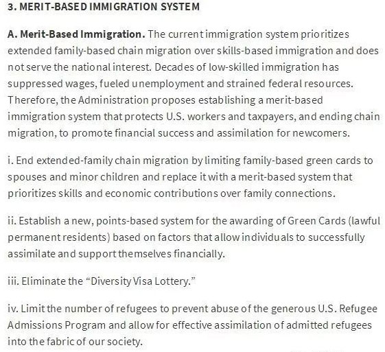 川普致信參眾兩院，列述移民準則，包括積分制移民系統